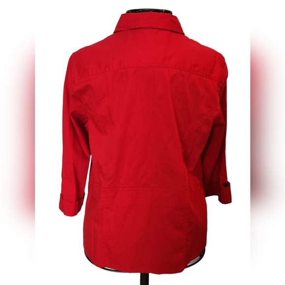 CJ BANKS size 1X red button front jacket - Picture 2 of 9